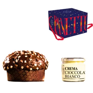 Artisan 3 Schokoladen-Panettone mit Glas weißer Schokolade, 750 g + 200 g