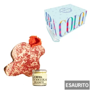 Colomba artigianale red velvet con vasetto di crema al cioccolato bianco, 900g + 200g