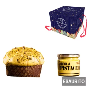 Panettone artisanal à la pistache avec pot de crème de pistache 36%, 900g+ 200g