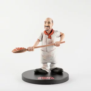 Vollständig personalisierte 3D-Figur aus handbemaltem Harz, 27 cm, Pizzabäcker