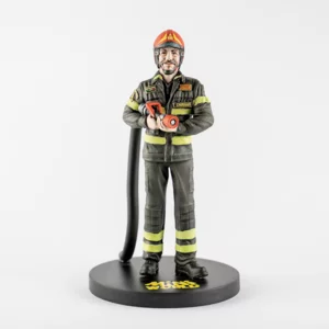 Statuina 3D interamente personalizzata in resina dipinta a mano, 27cm, vigile del fuoco