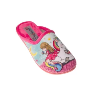 Ciabatta bambina stampa bimba su unicorno decori glitter