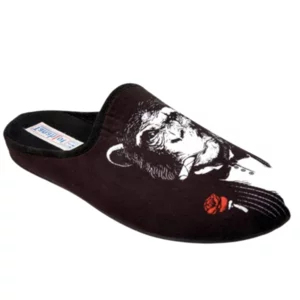 Babouche homme imprimé gorille avec cigare en tissu doux