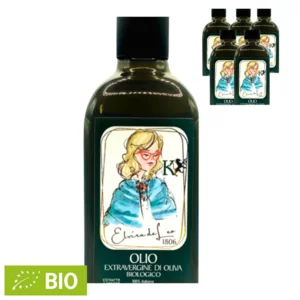 Olio extravergine di oliva biologico estratto a freddo in bottiglia, 6x500ml