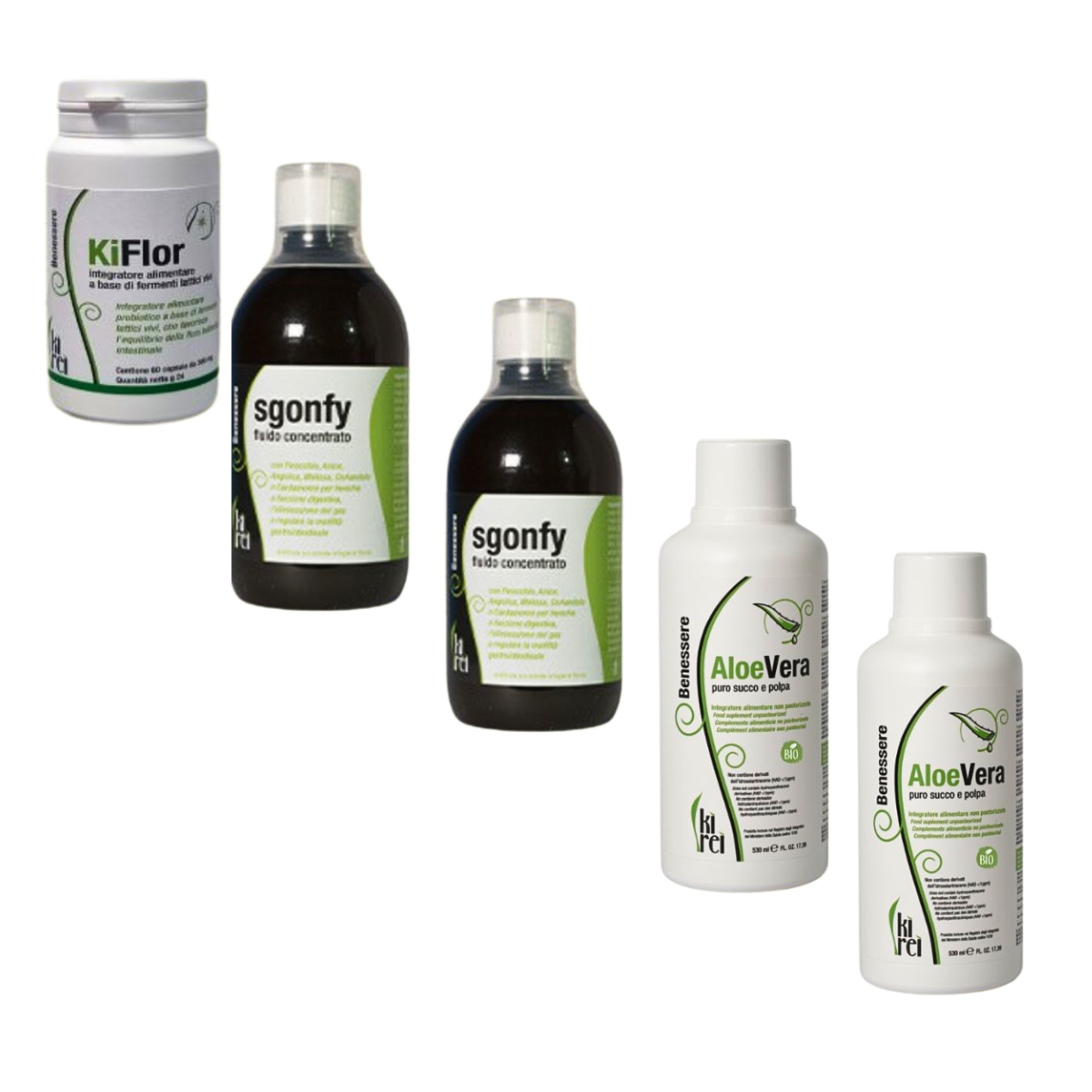 Bauchspeck-Set mit Aloe Vera, pflanzlichem Deflationsmittel und Milchsäurebakterien, 5-teilig