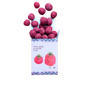 Billes de chocolat au lait et framboises, 95 g