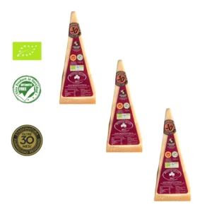 Parmigiano Reggiano BIO, antibiotic free, oltre 30 mesi, crosta doppia, 3x500g