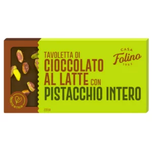 Milchschokoladentafel mit ganzen Pistazien