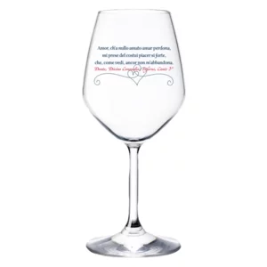 Calice da vino in vetro, "Dante Amor Ch'a Nullo Amato…", h21cm