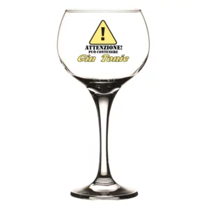 Ballon en verre Gin Tonic « Attention ! Peut contenir du Gin Tonic »