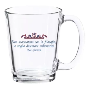 Tazza mug in vetro, frase ironica e spiritosa