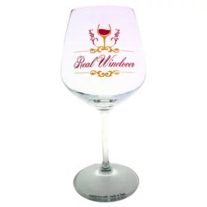 Calice da vino in vetro con decorazione originale "Real Winelover", h21cm