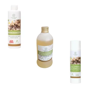 Set cosmetico naturale con Olio di Sacha Inchi corpo e capelli, 200ml + 200ml + 250ml
